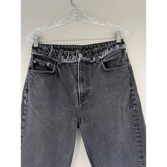 Reformation Crop Cigarette Euphrates Raw Hem Frayed Charcoal‎ Black - Picture 2 of 16